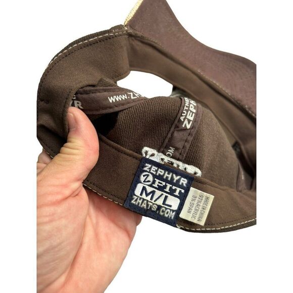 KU Adjustable Zephyr Z-Fit Cap M/L Brown & Beige University of Kansas hat - Picture 3 of 6
